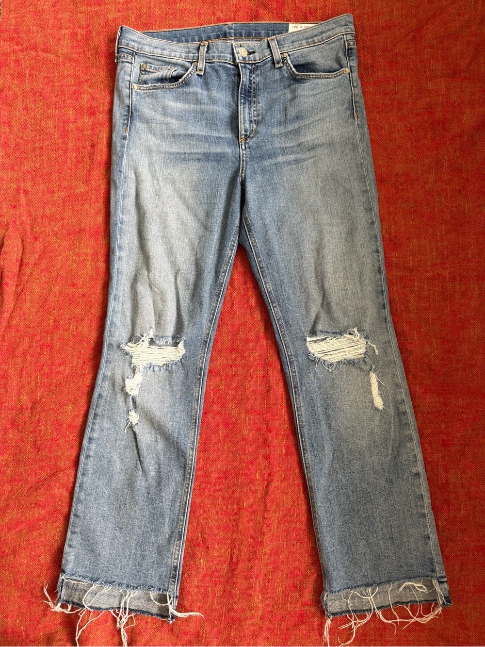 Rag & Bone Women’s Distressed Light Blue Jeans